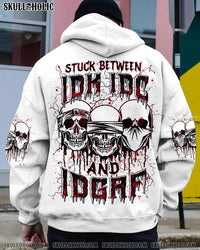 STUCK BETWEEN IDK IDC AND IDGAF SKULL ALL OVER PRINT - YHLN3110243