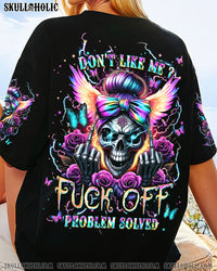 DON'T LIKE ME FCK OFF PROBLEM SOLVED MESSY BUN SKULL ALL OVER PRINT - TLPQ0305241