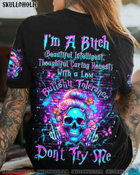 I'M A B DON'T TRY ME SKULL ROSES ALL OVER PRINT - YHDU1408243