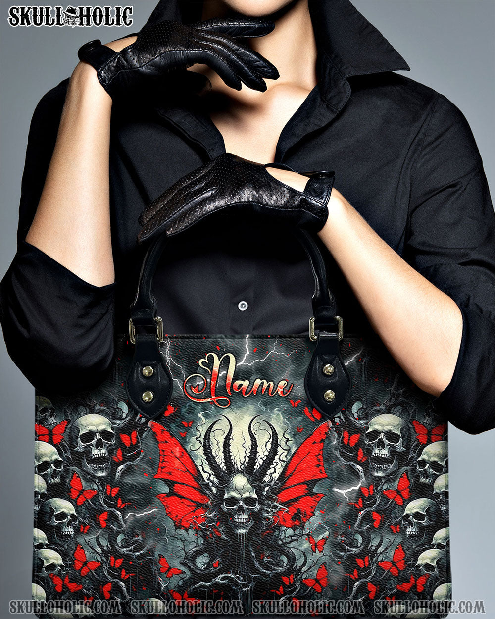 DEMON FAIRY SKULL LEATHER HANDBAG  - TLNT0410244