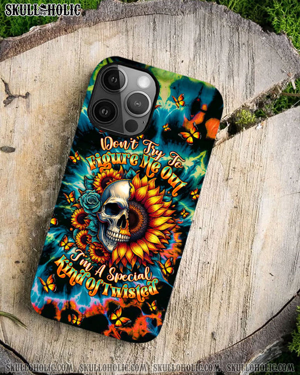 DON'T TRY TO FIGURE ME OUT SKULL SUNFLOWER PHONE CASE  - TLTW0911244