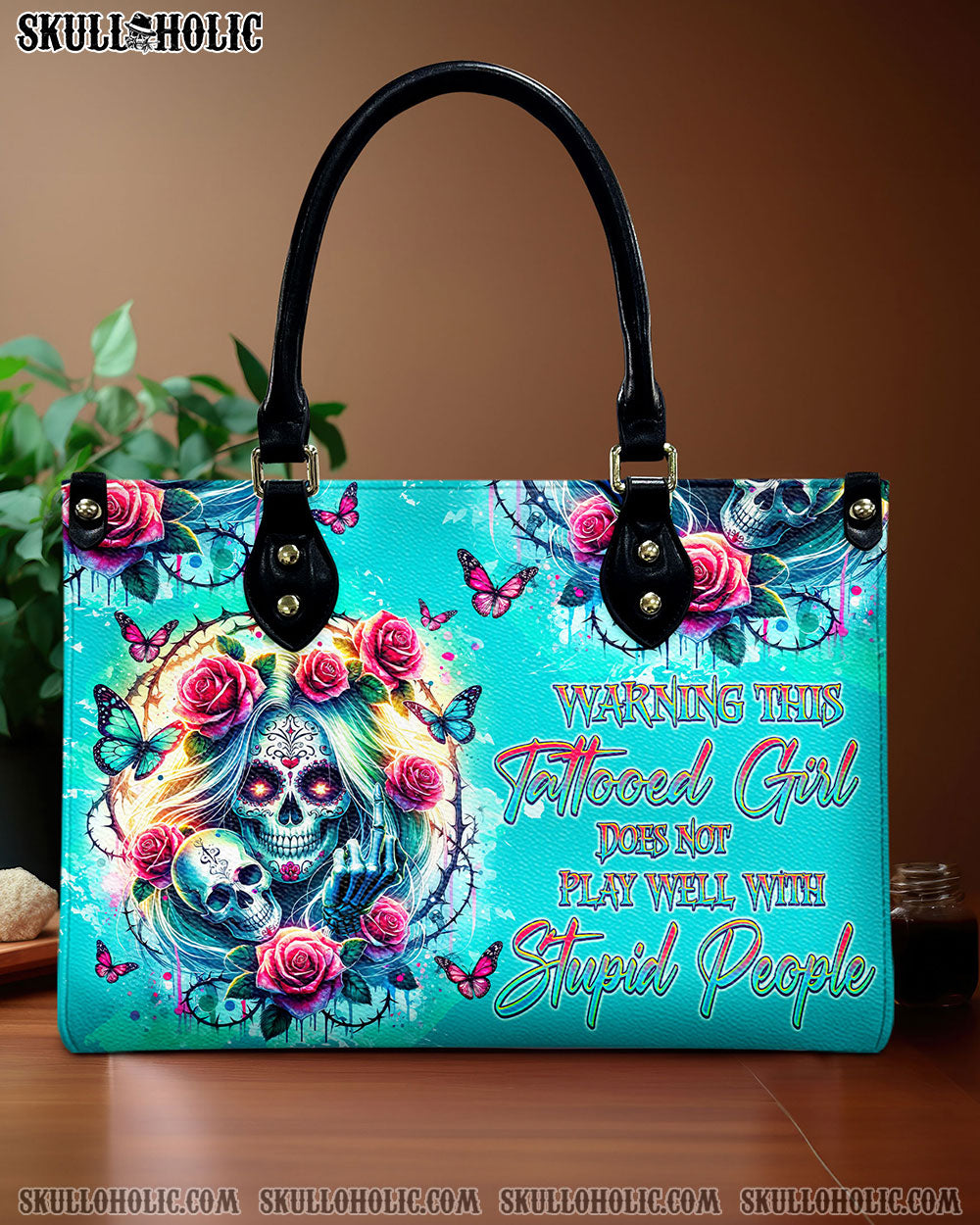 WARNING THIS TATTOOED GIRL LEATHER HANDBAG - TLNZ1106245