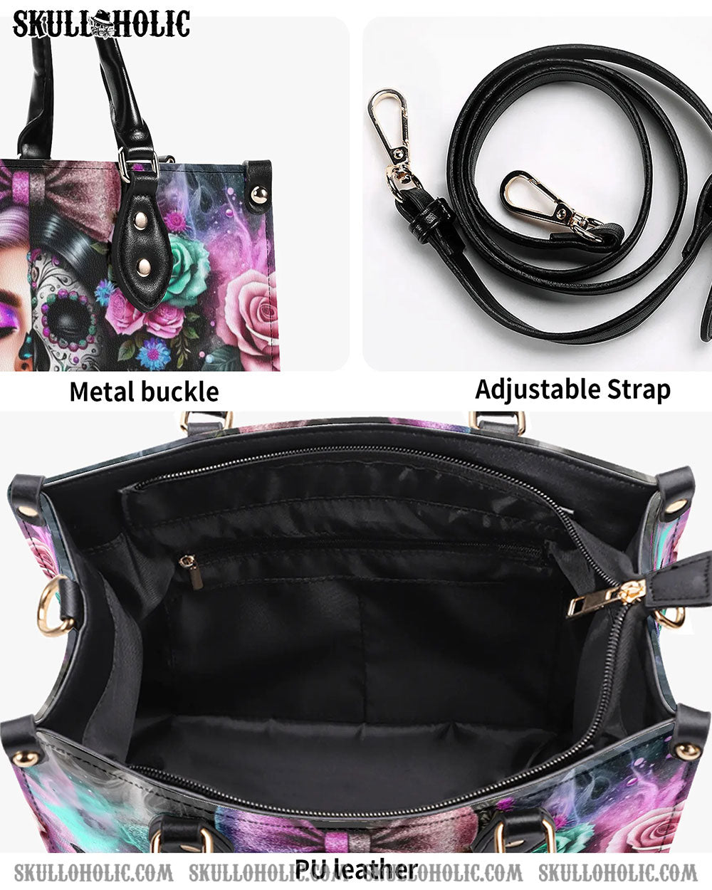 TATTOOED GIRL SKULL LADY LEATHER HANDBAG - YHKD3105241