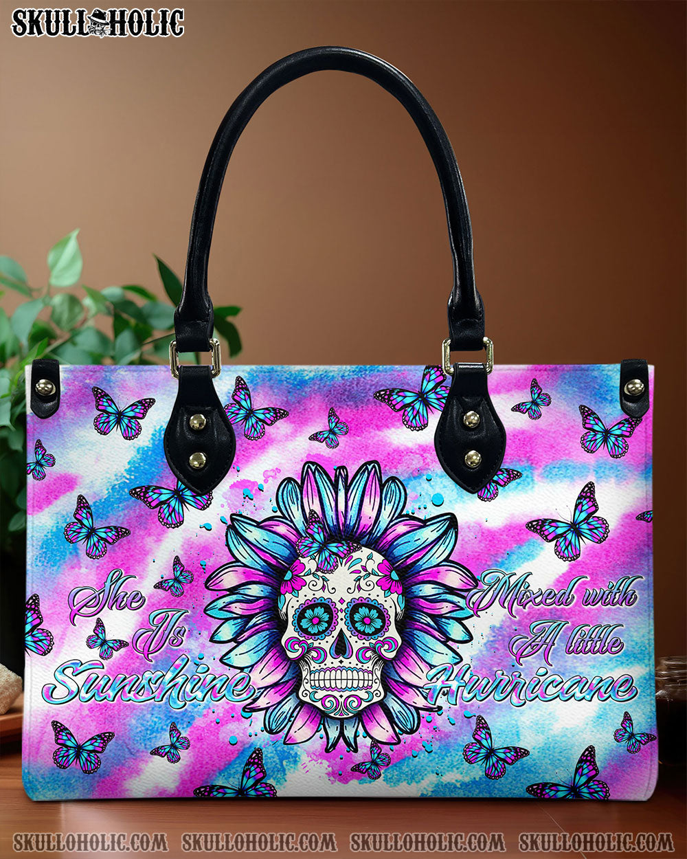 SHE IS SUNSHINE TIE DYE SUGAR SKULL LEATHER HANDBAG - TLTR2407244