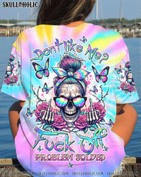 DON'T LIKE ME FCK OFF PROBLEM SOLVED MESSY BUN SKULL ALL OVER PRINT - TLTW1305241