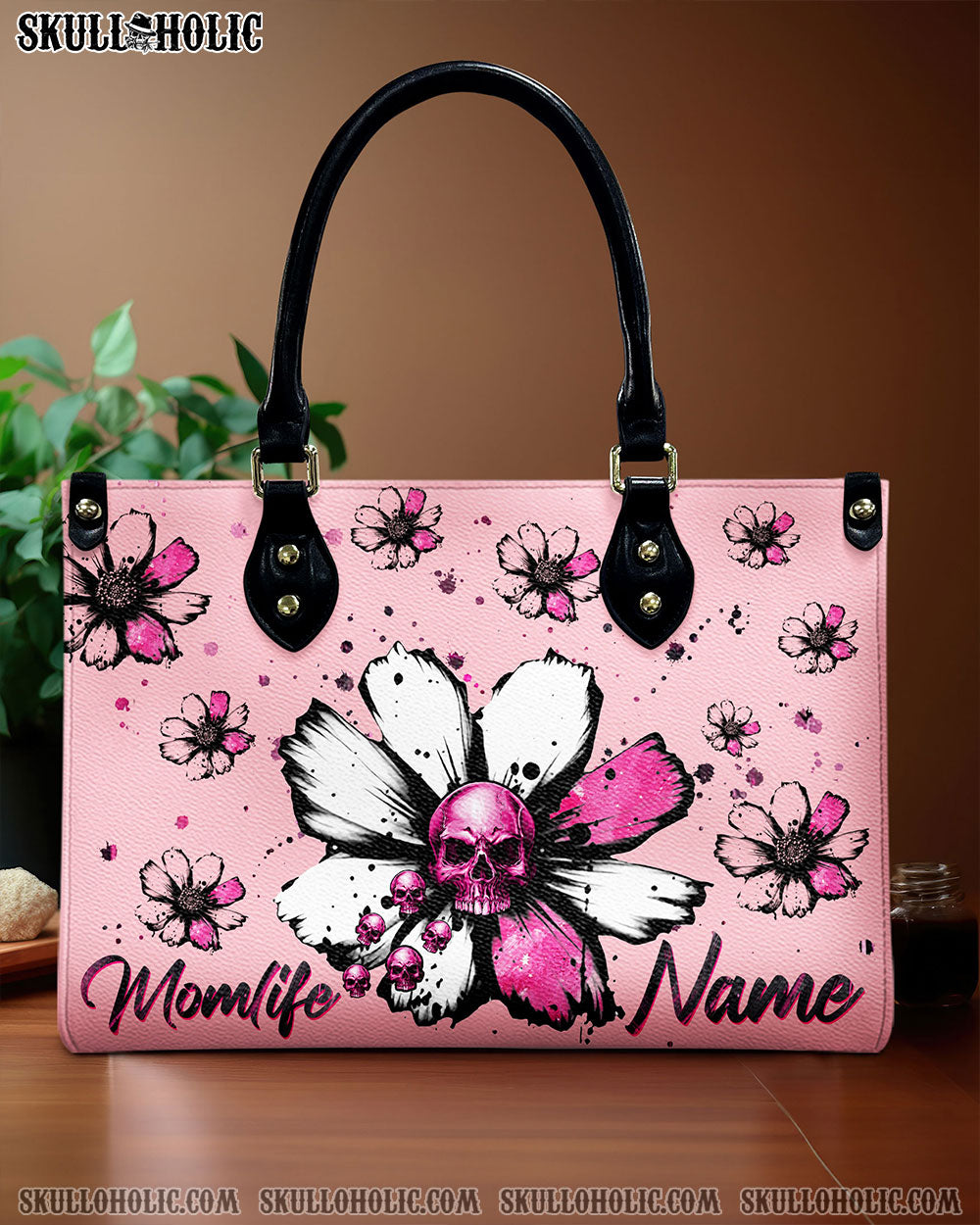 MOM LIFE DAISY SKULL LEATHER HANDBAG - TLNZ2810245