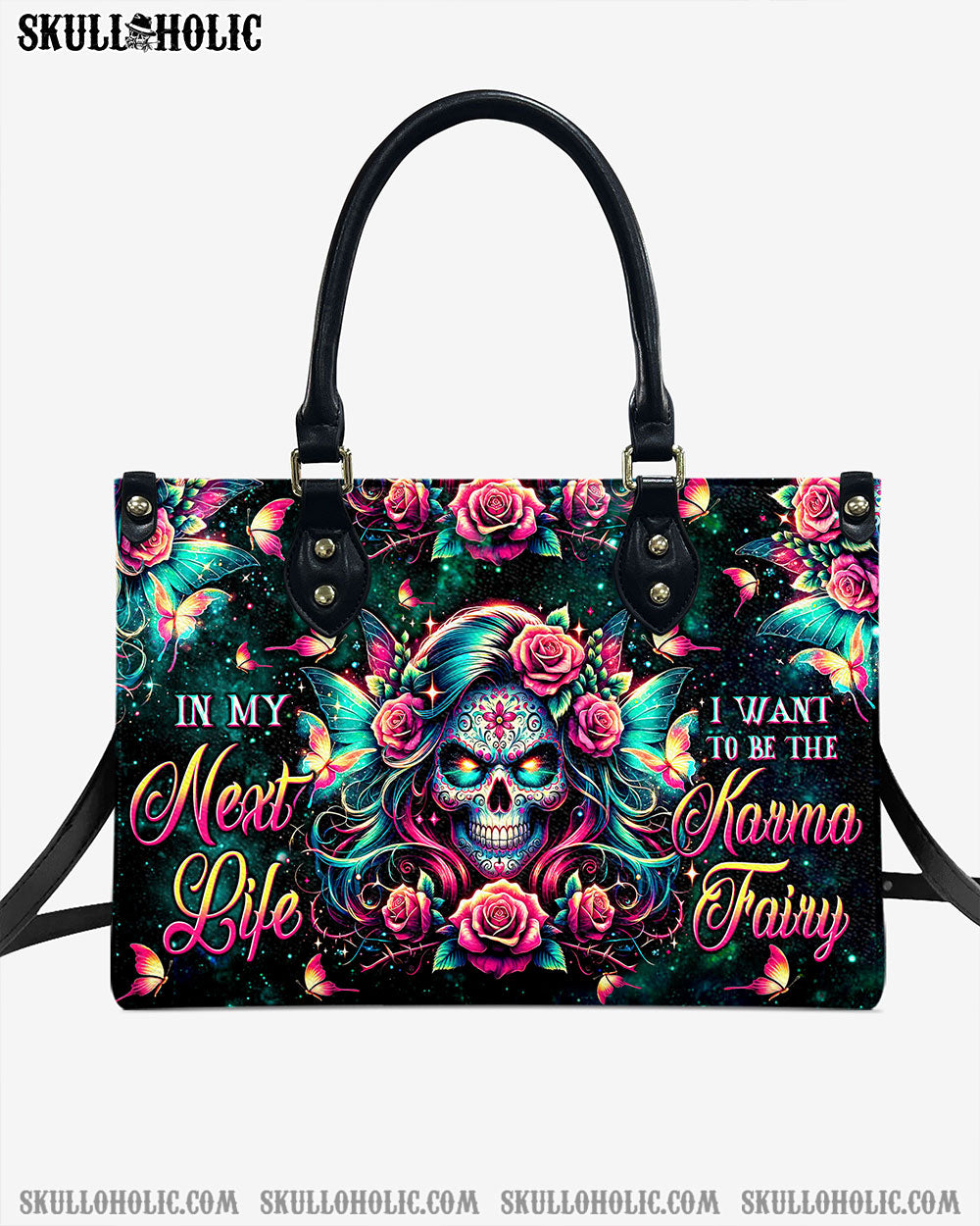 KARMA FAIRY SKELETON SKULL LEATHER HANDBAG - TLTW1806244