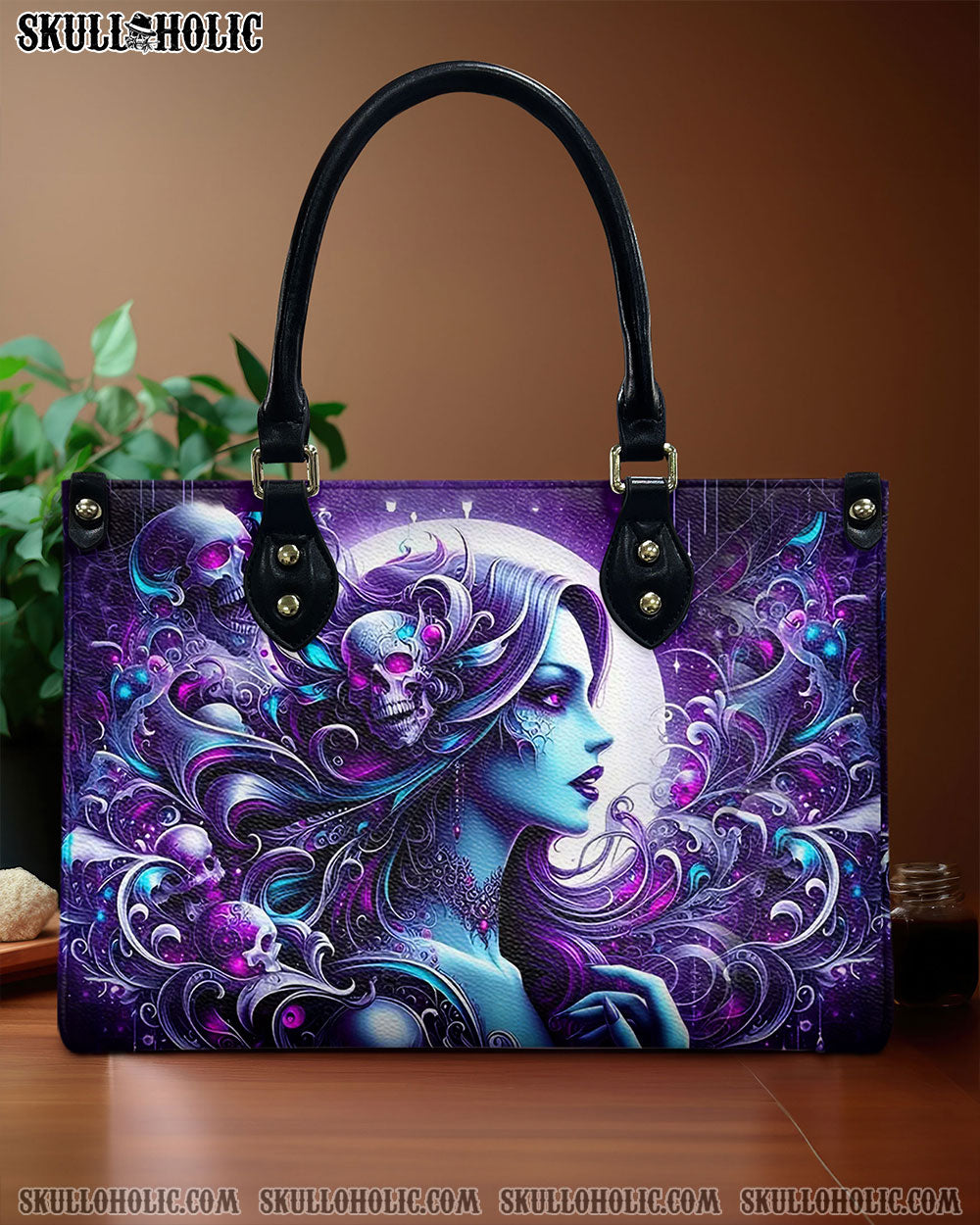 SKULL LADY WITH MOON LEATHER HANDBAG - YHHN1510241