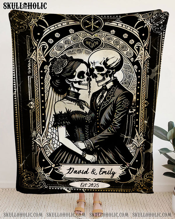 PERSONALIZED SKULL COUPLE FLEECE BLANKET - YHHN1001254