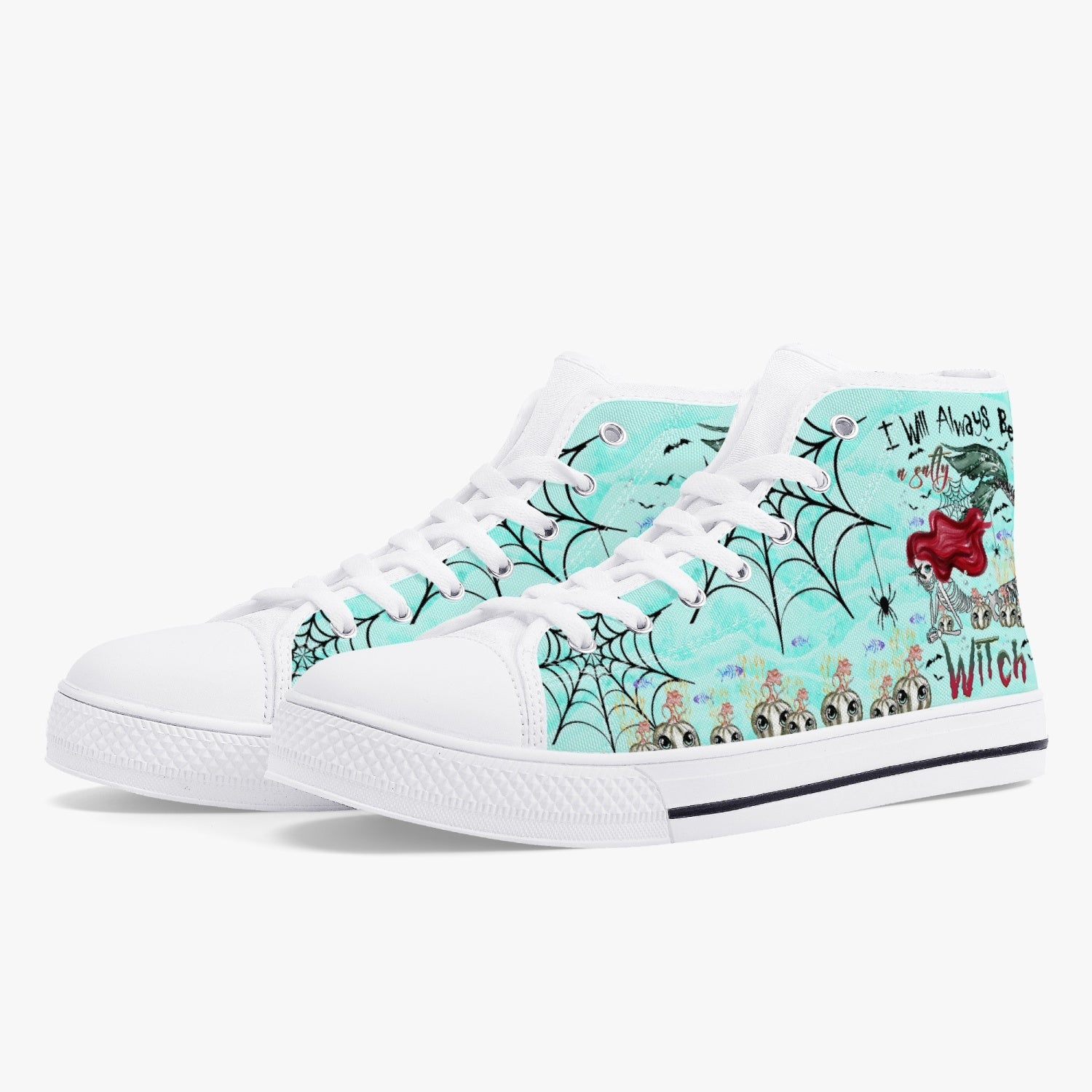 SALTY WITCH MERMAID HALLOWEEN HIGH TOP CANVAS SHOES - TLTR2808236