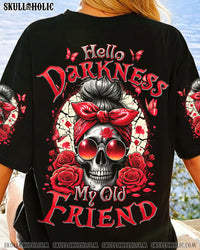 HELLO DARKNESS MY OLD FRIEND MESSY BUN SKULL ALL OVER PRINT - TYHI0805242