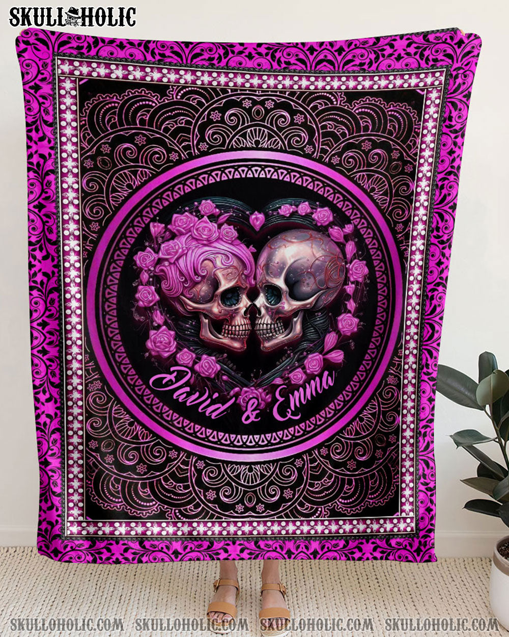 PERSONALIZED SKULL COUPLE FLEECE BLANKET - YHLT0801252