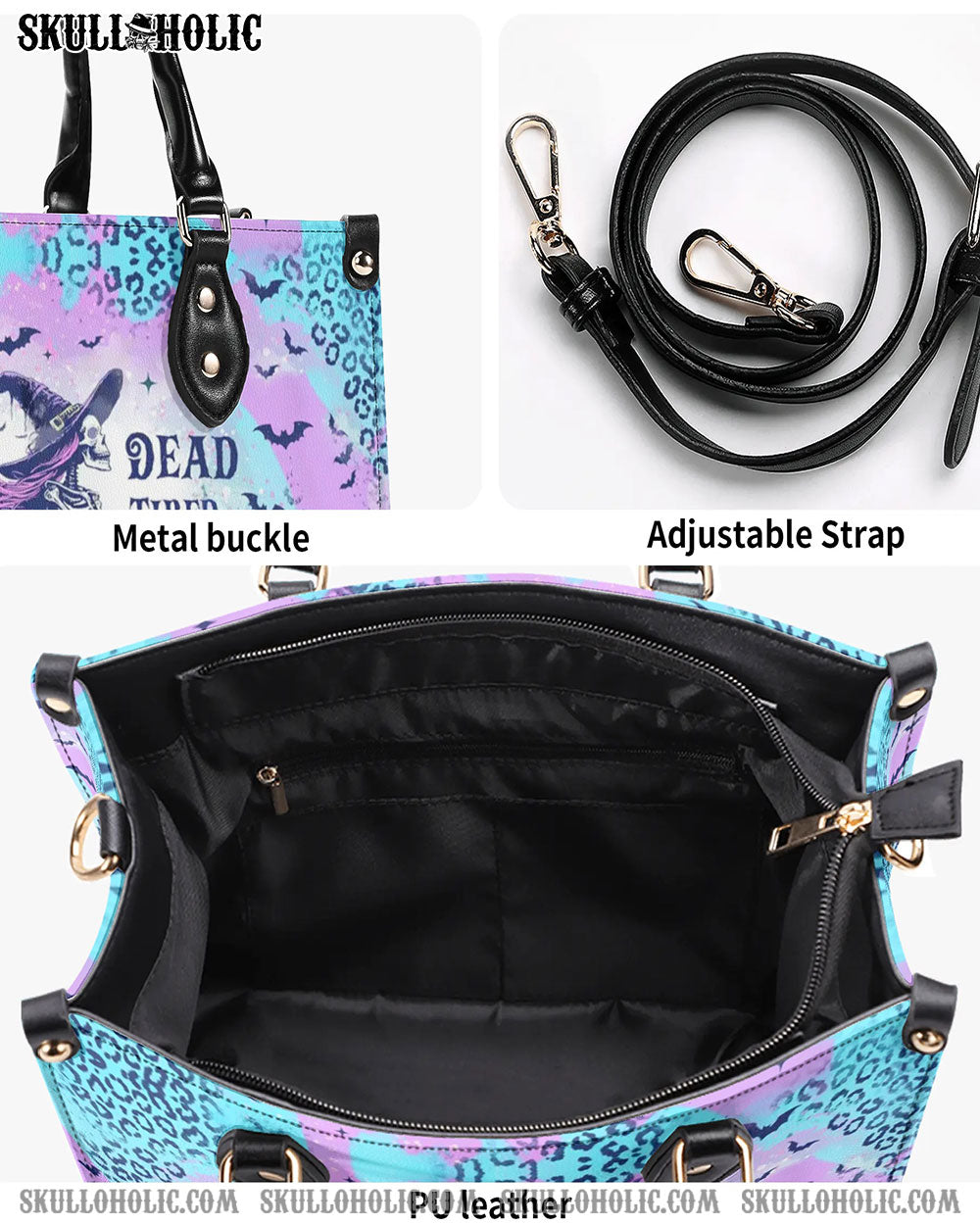 SKELETON WITCH HALLOWEEN LEATHER HANDBAG - YHHG0808242