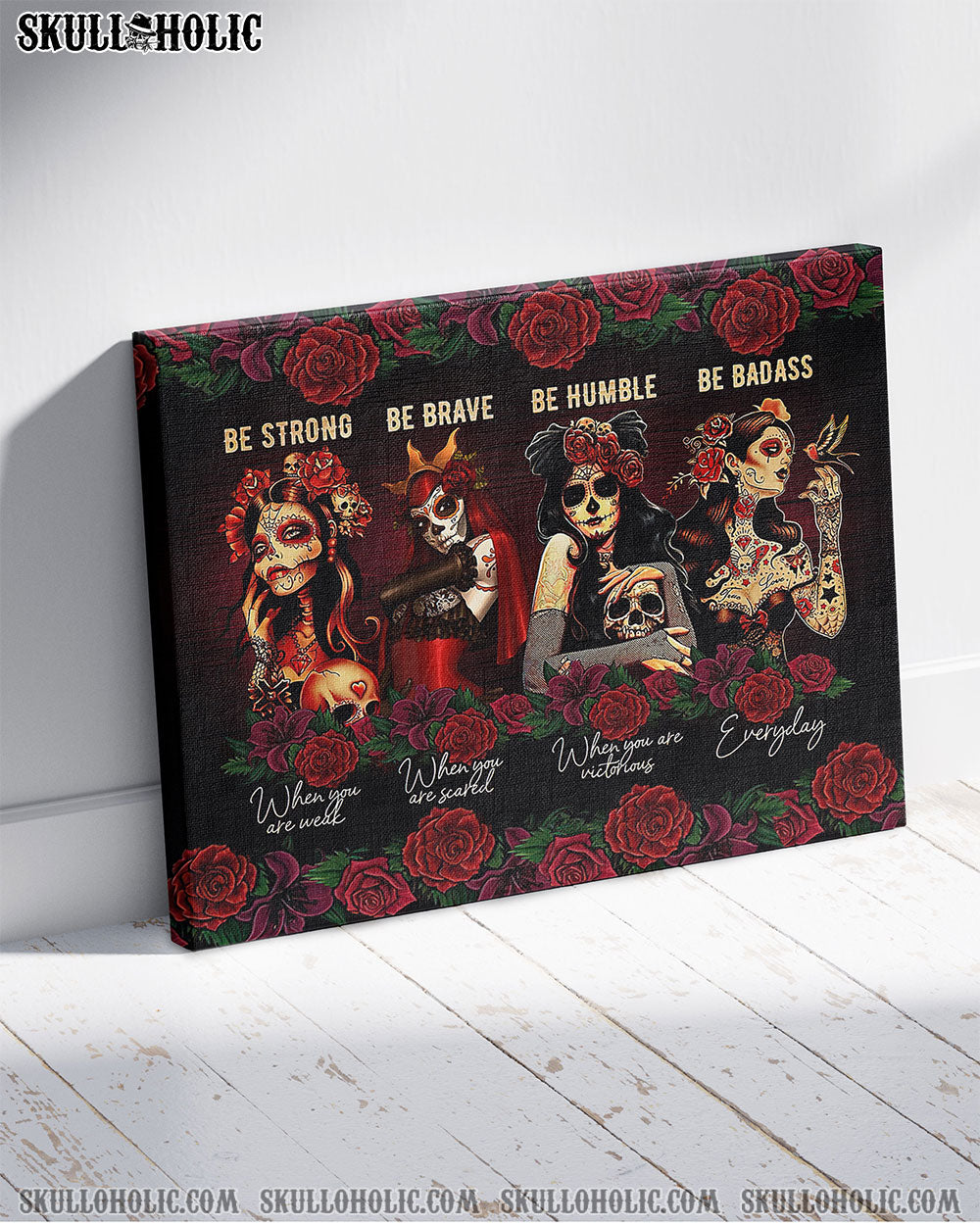 BE STRONG BE BRAVE SKULL LADY CANVAS  - TLNO1401252