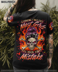 YOUR FIRST MISTAKE MESSY BUN SKULL ALL OVER PRINT - YHHG0711251