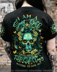 I AM A SWEET GIRL SKULL MESSY BUN ALL OVER PRINT - TLNZ0304245