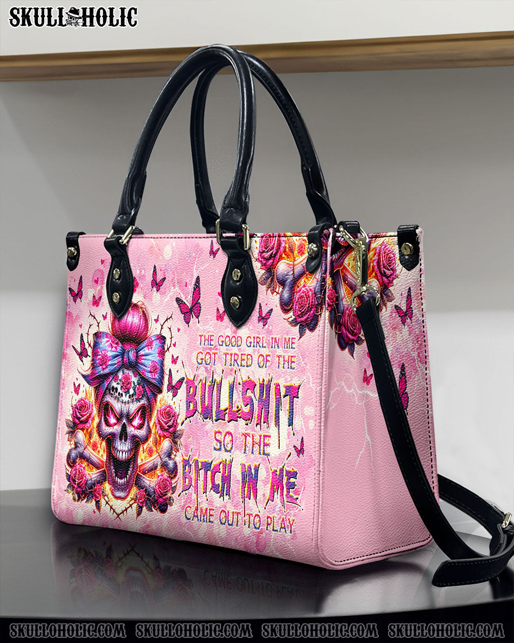 THE GOOD GIRL IN ME MESSY BUN SKULL LEATHER HANDBAG - TLTW0606246