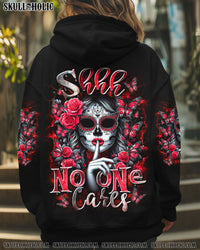 SHHH NO ONE CARES SKULL LADY ALL OVER PRINT - YHDU0502253