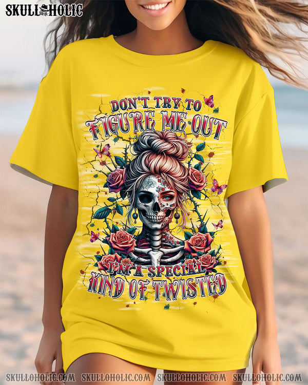 DON'T TRY TO FIGURE ME OUT SKULL LADY COTTON SHIRT - TLPQ2708246