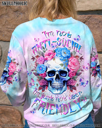 I'M NOT ANTI-SOCIAL MAD SKULL FLOWER ALL OVER PRINT - TLTW2612234