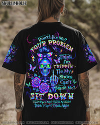DON'T LIKE ME YOUR PROBLEM MESSY BUN SKULL TIE DYE ALL OVER PRINT -  TLTW1405252