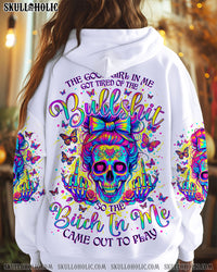 THE GOOD GIRL IN ME SKULL MESSY BUN ALL OVER PRINT - TLNO3009242