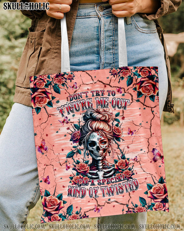 DON'T TRY TO FIGURE ME OUT SKULL LADY TOTE BAG - TLPQ2708245