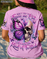 DON'T TRY TO FIGURE ME OUT SKULL BUTTERFLY ALL OVER PRINT - TLNO0107242