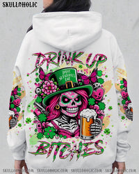 DRINK UP B SKULL LADY PATRICK'S DAY ALL OVER PRINT - YHKD1701243