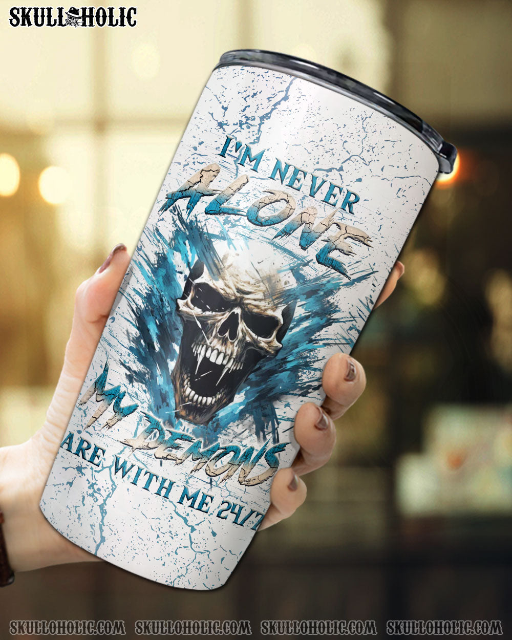 I'M NEVER ALONE SKULL DEMON TUMBLER - YHLN0507241