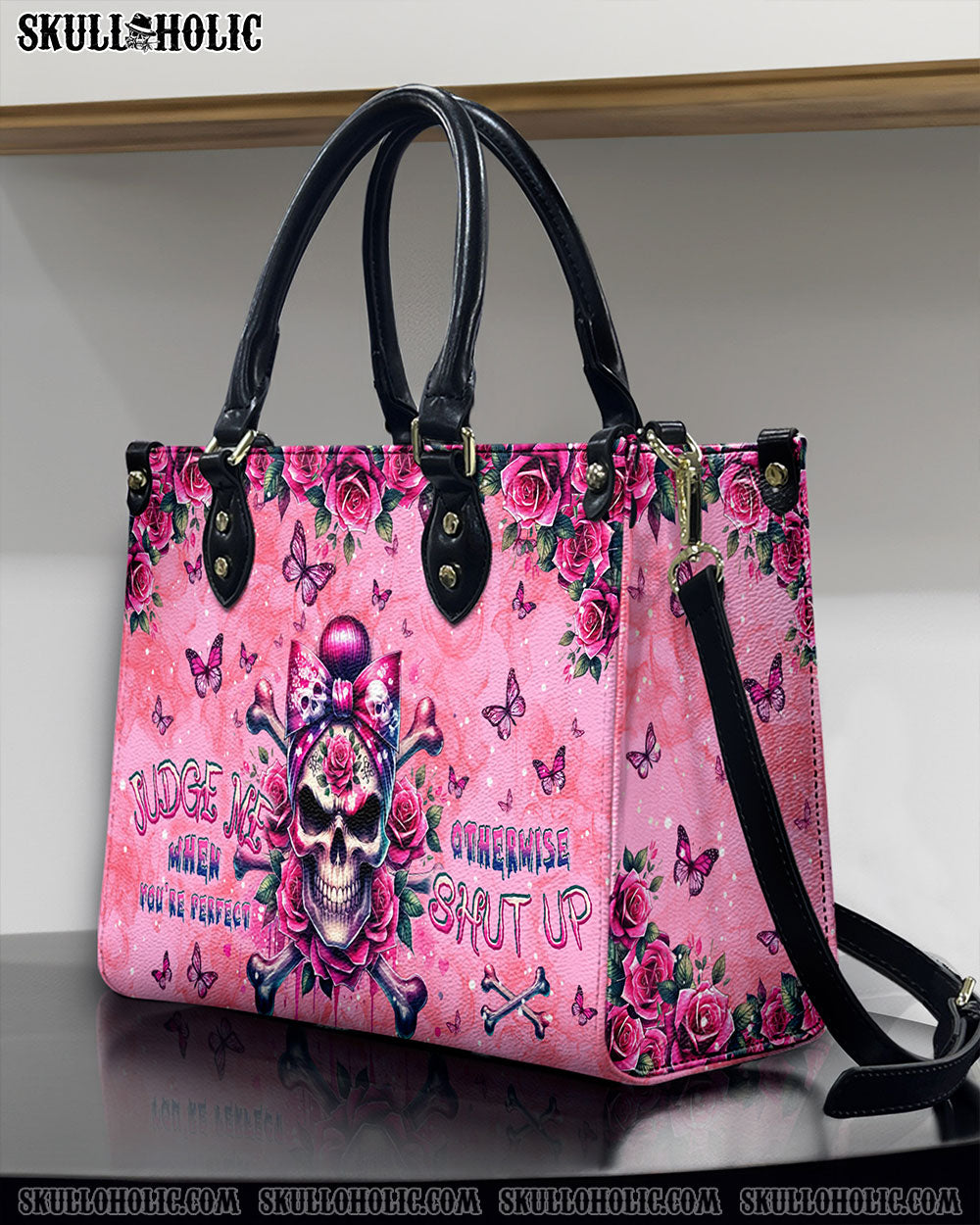 JUDGE ME WHEN MADLY SKULL MESSY BUN LEATHER HANDBAG - TLPQ0407241