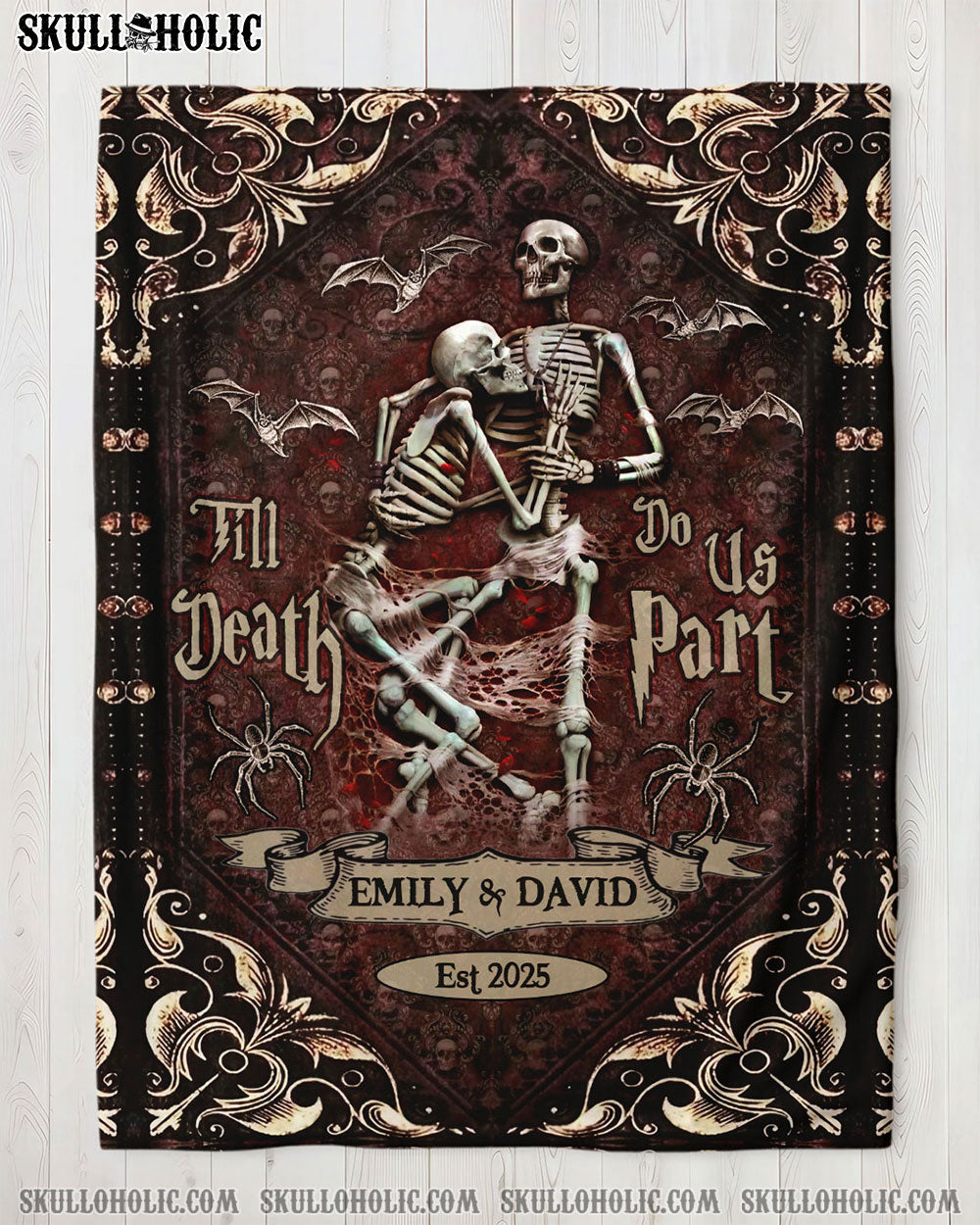 PERSONALIZED TILL DEATH DO US PART COUPLE FLEECE BLANKET - YHDU1001254