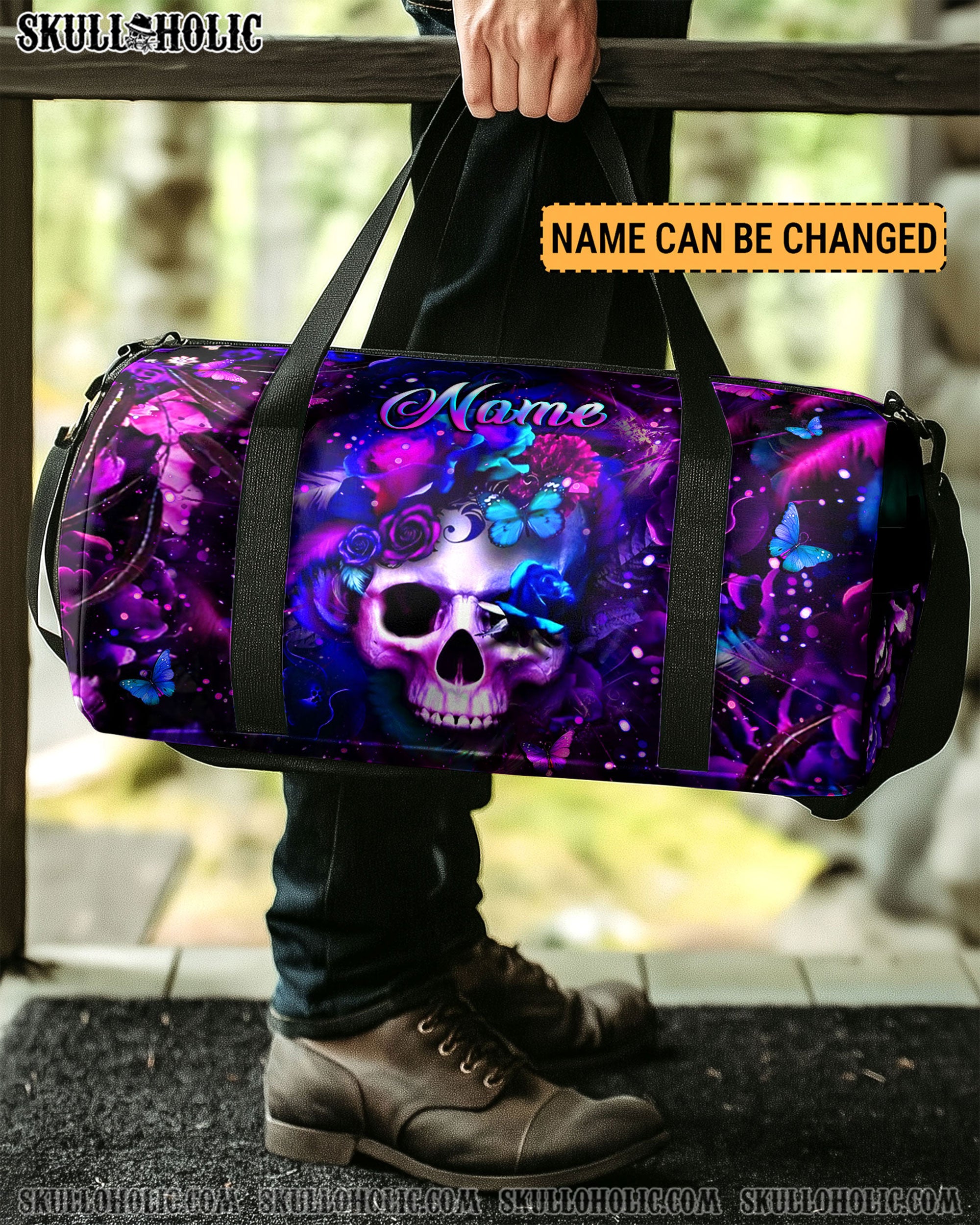 GLOWING SKULL FLOWER TRAVELLING BAG - YHLT2708254
