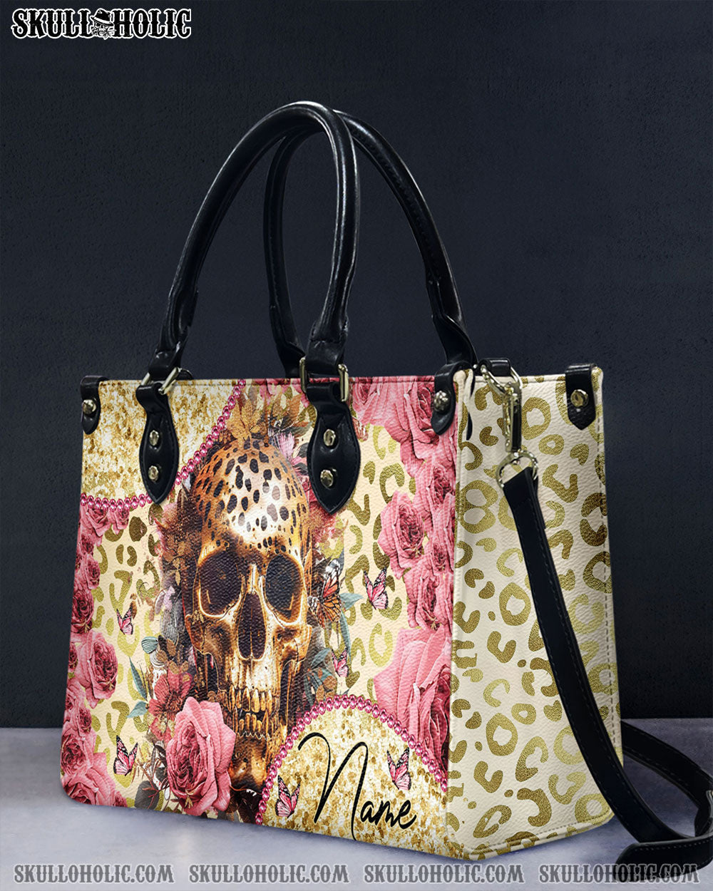 GOLDEN LEOPARD SKULL LEATHER HANDBAG - TYTM0304242