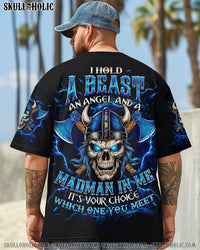 I HOLD A BEAST AN ANGEL AND A MADMAN IN ME VIKING SKULL ALL OVER PRINT - TLNO2503252