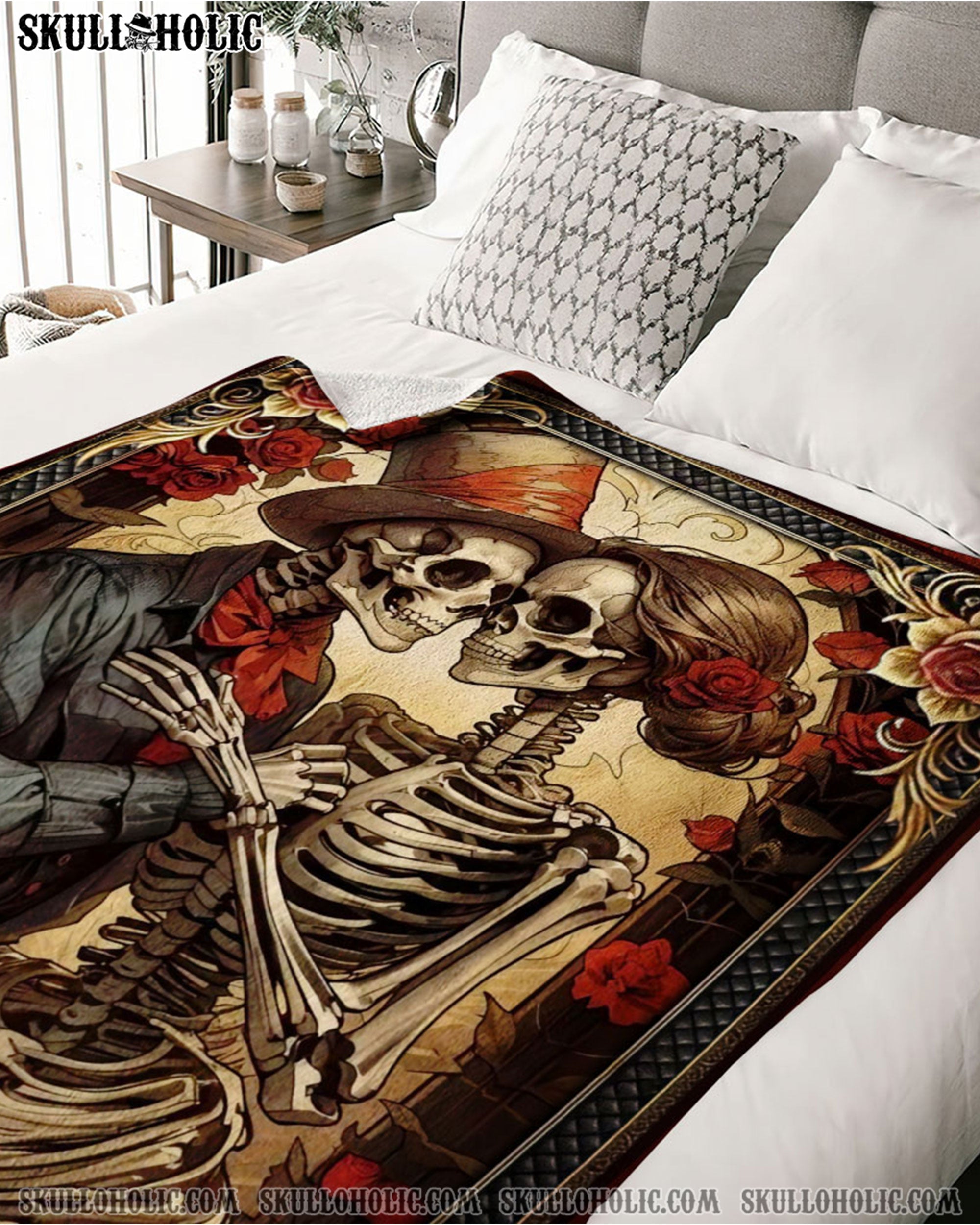 PERSONALIZED SKULL COUPLE FLEECE BLANKET - YHHG2201254