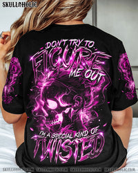 DON'T TRY TO FIGURE ME OUT MESSY BUN SKULL ALL OVER PRINT - TY0803241