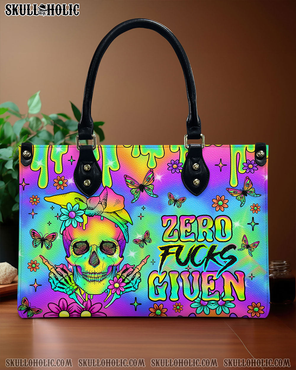 ZERO F GIVEN SKULL TIE DYE LEATHER HANDBAG - TLNO2607244