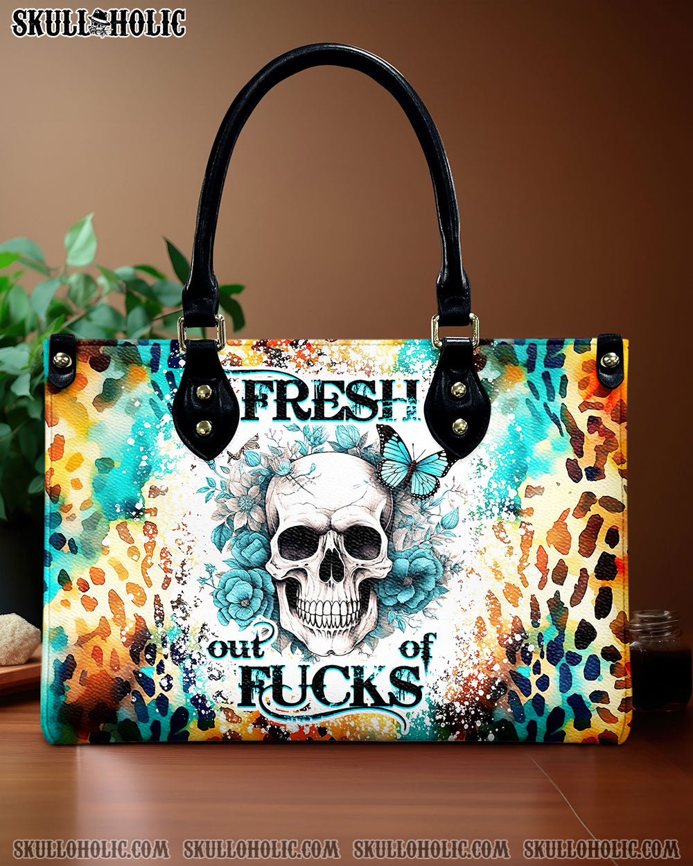 FRESH OUT OF F SKULL LEOPARD LEATHER HANDBAG - TLNZ1609243