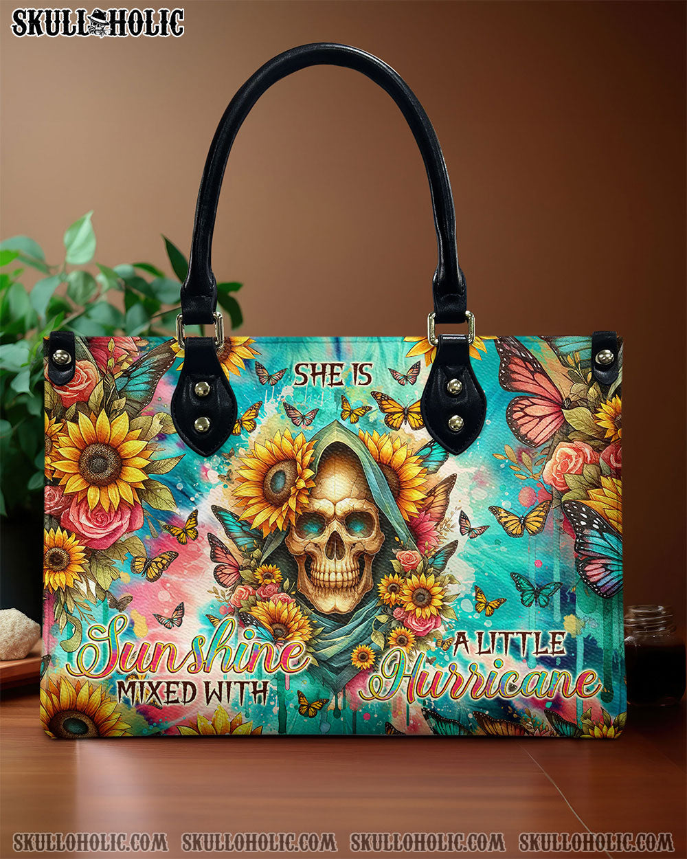 SHE IS SUNSHINE SUNFLOWER REAPER TIE DYE LEATHER HANDBAG - TLNO0907244