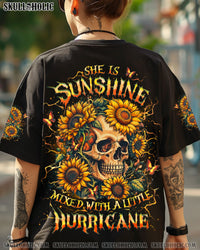 SHE IS SUNSHINE SKULL SUNFLOWER ALL OVER PRINT - YHLT0304251