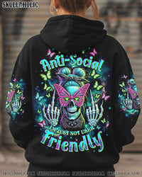I'M NOT ANTI-SOCIAL MESSY BUN SKULL BUTTERFLY ALL OVER PRINT - TLTW2301251