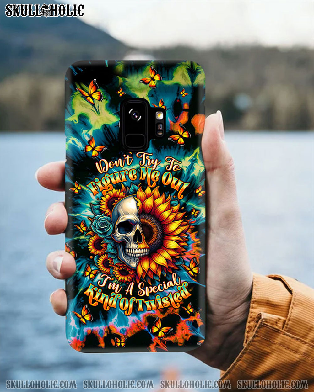 DON'T TRY TO FIGURE ME OUT SKULL SUNFLOWER PHONE CASE  - TLTW0911244