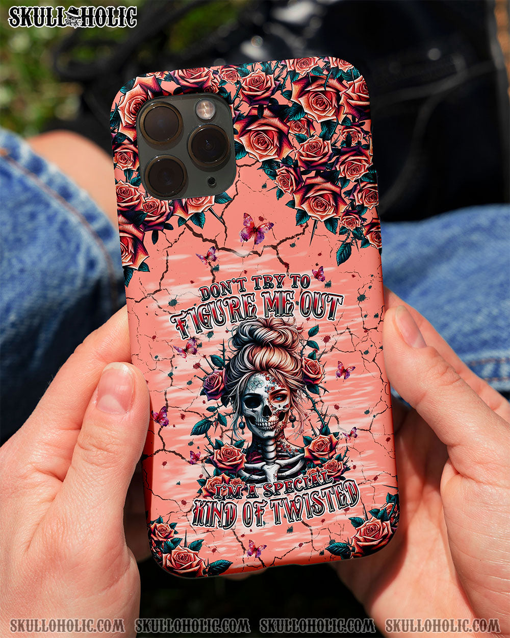 DON'T TRY TO FIGURE ME OUT SKULL LADY PHONE CASE - TLPQ2708241