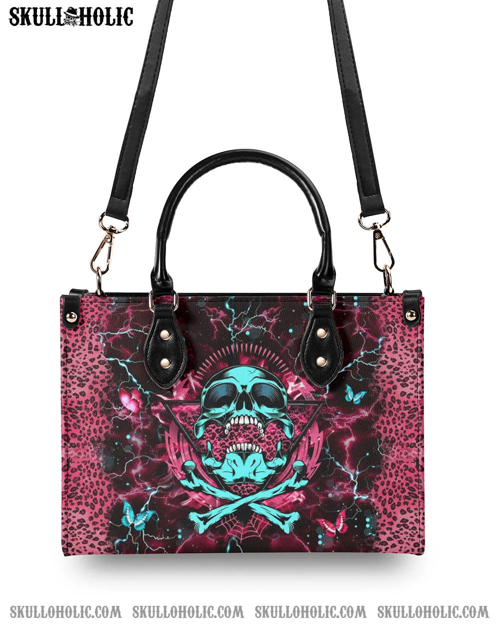 SKULL BONES LEOPARD LEATHER HANDBAG - YHHG2607241