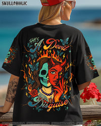 SHE'S A DEVIL IN DISGUISE SKULL LADY ALL OVER PRINT  - TLNT1904254