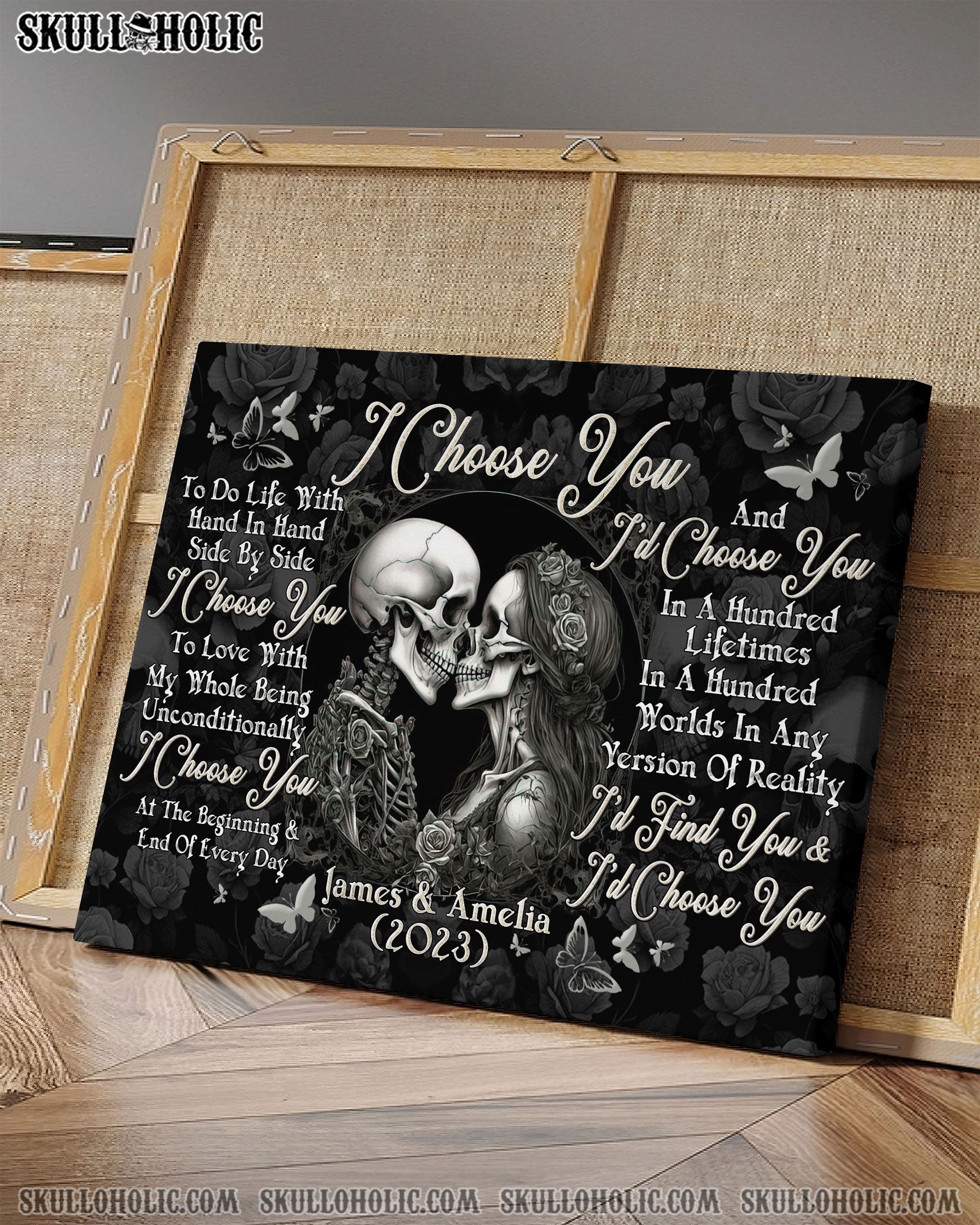 PERSONALIZED I CHOOSE YOU COUPLE SKELETON COUPLE CANVAS  - TLTW0302252