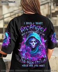 I HOLD A BEAST AN ANGEL REAPER LADY SKULL ALL OVER PRINT - TLTW0201242