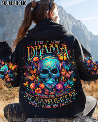 I TRY TO AVOID DRAMA BUTTERFLY SKULL ALL OVER PRINT - TLNO0803241