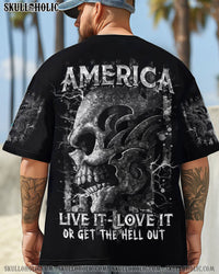 AMERICA LIVE IT LOVE IT OR GET THE HELL OUT SKULL ALL OVER PRINT - YHHN0304252